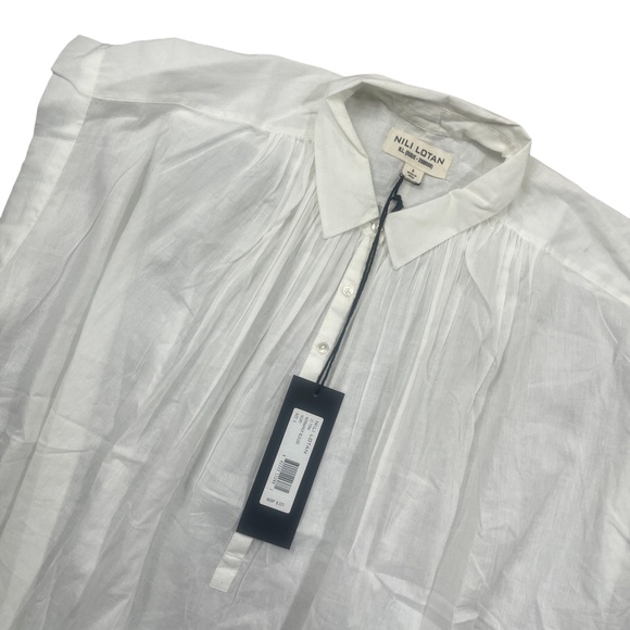 Nili Lotan Womans Small NEW w/ Tags Ivory Normandy Blouse 100% Cotton Lightweigh - Picture 2 of 6